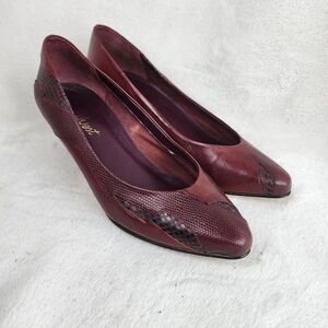 Vintage 9 West Womens Red Animal Prints Patched Leather Pointed Toe Pump Heels 7